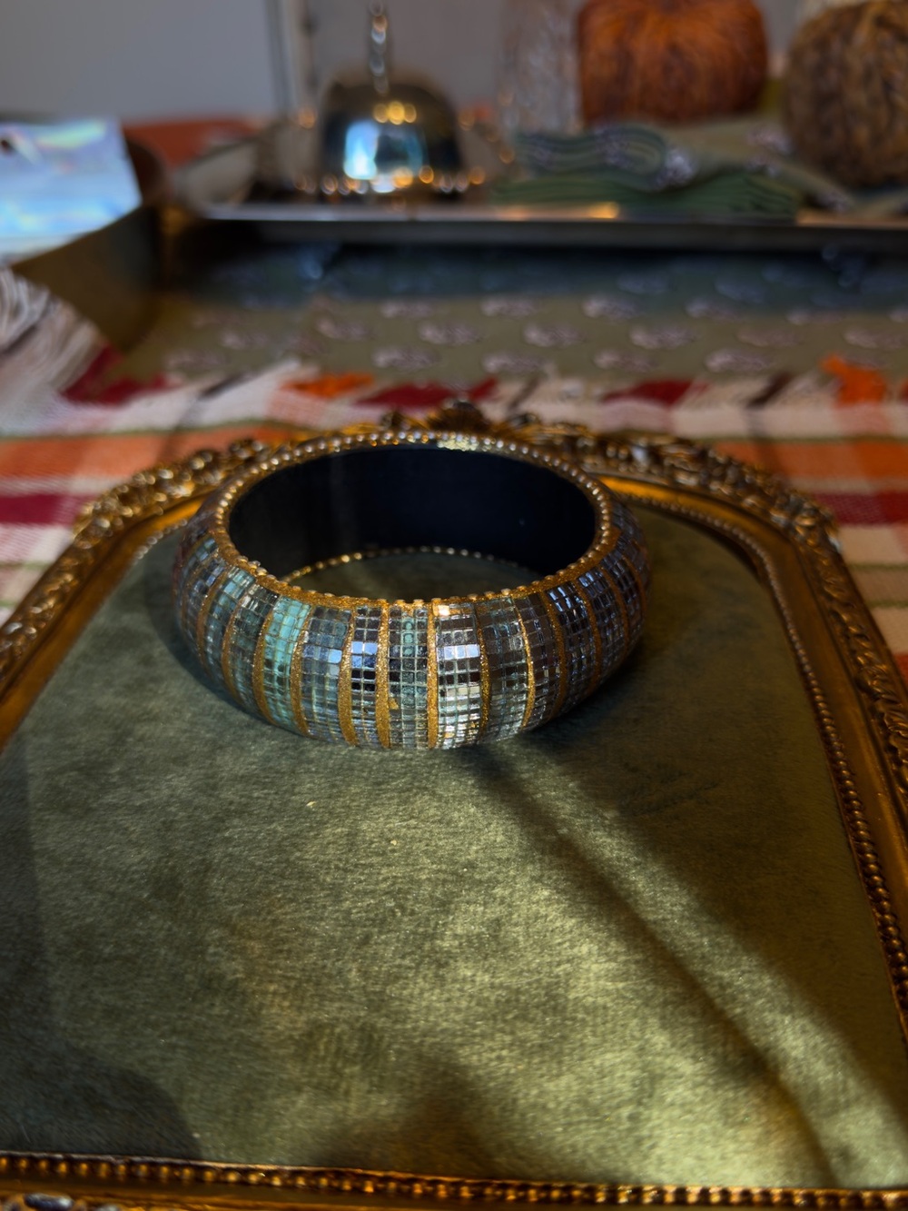 Beaded Mosaic Bangle Bracelet - Multicolor